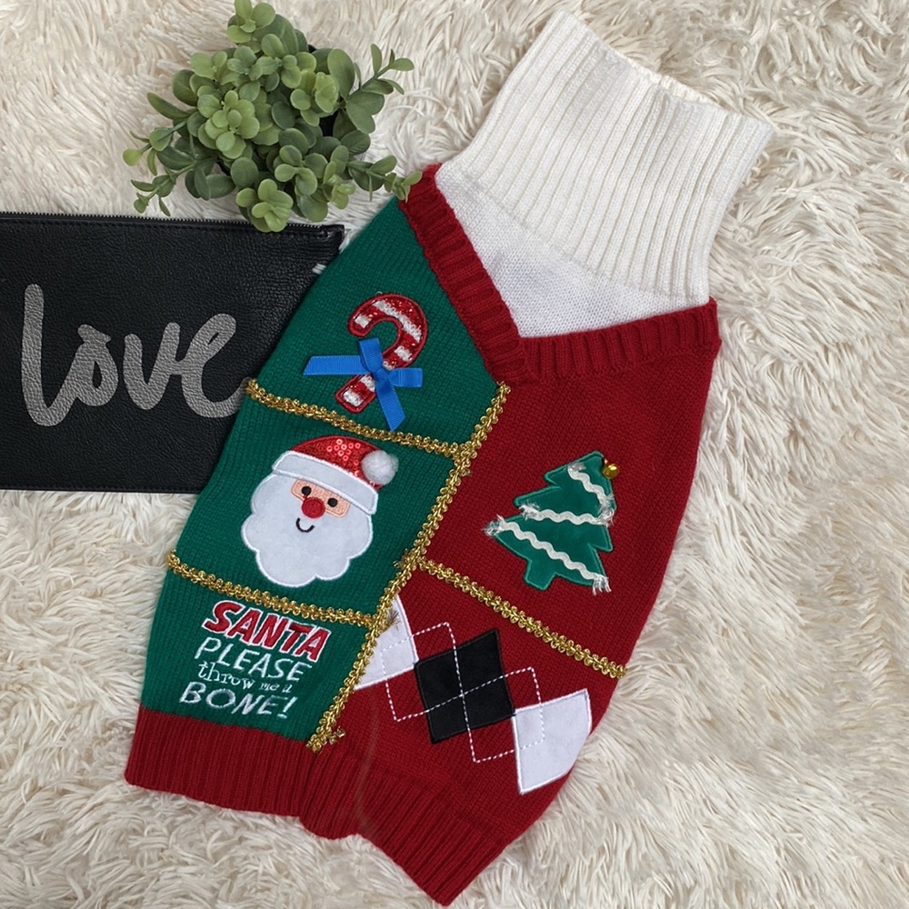 🎉HP🎉 Time for Joy Dog Christmas Sweater 💗 Red Green & Ivory